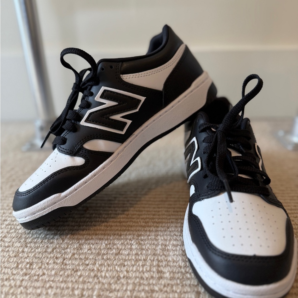 New Balance 480 Black and White Sneakers